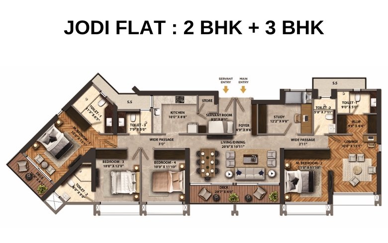 Transcon-Triumph-Floor-Plan-Jodi-Flat-2-BHK+3-BHK